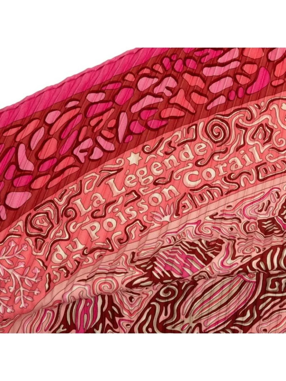 Hermes Carre la Legende du Poisson Corail Coral and Fish Legend Pleats Scarf